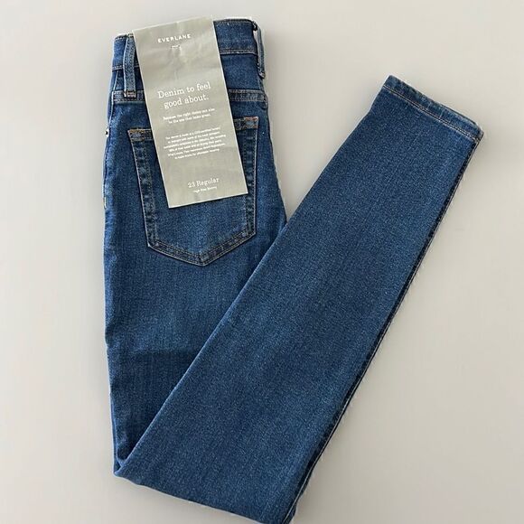 NWT Everlane The Authentic Stretch High-Rise Skinny Dark Wash Blue Size 23 - Picture 4 of 10